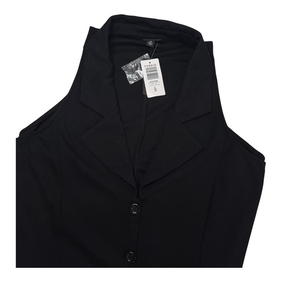 Torrid Women's Plus Size 5X Ponte V-Neck Crop Vest Sleeveless Button Front NEW - Picture 7 of 11